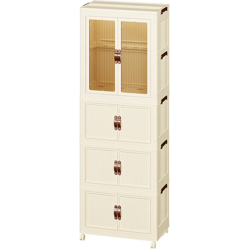 JEKO&JEKO Foldable Children's Wardrobe, Baby Storage Cabinet, Toy Organizer, Simple Hanging Closet, 4 Tiers