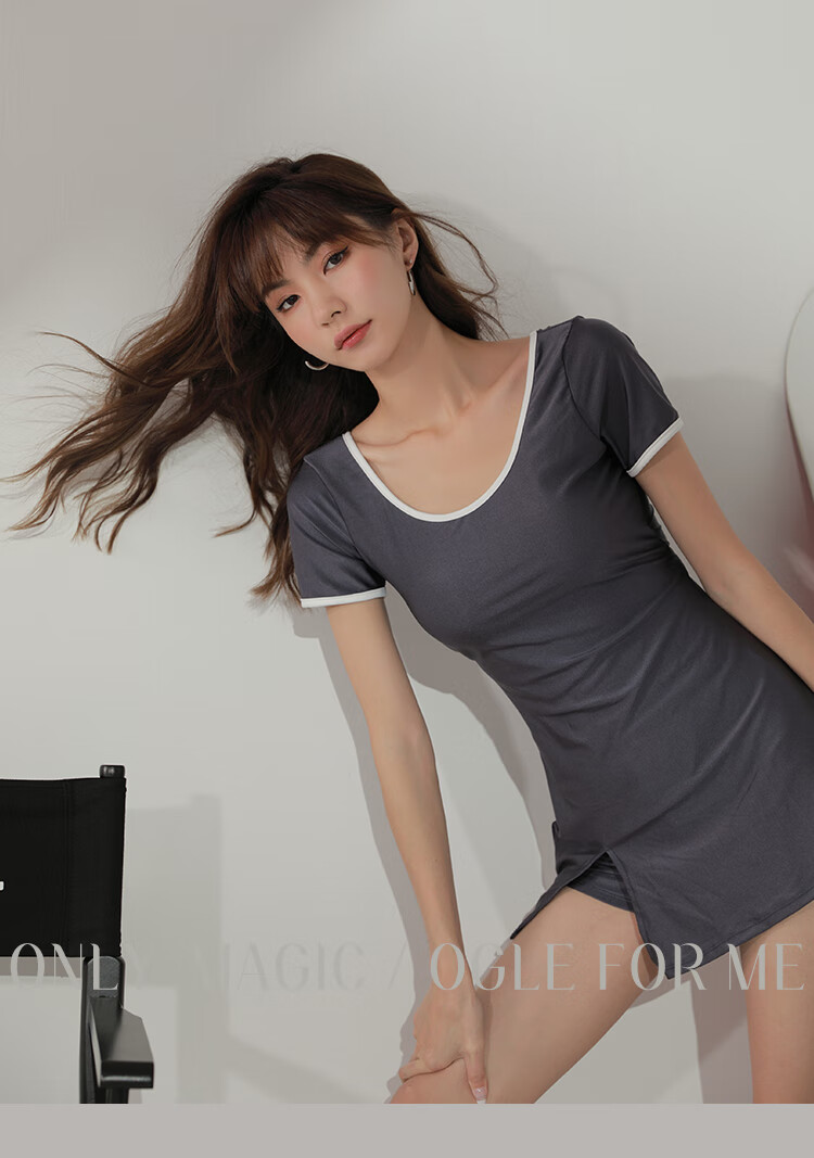 OMOM Conservative One-Piece Swimsuit for Women, Korean Style, Slimming, Tummy Control, Suitable for Hot Springs, Skirt-Like Design, Instagram Trendy Swimwear, Black, Size L 1