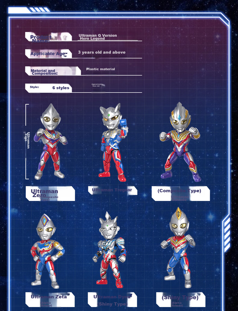 LDCX Ultraman Q Version Hero Transmission Blind Box, Diga Sero Action Figure, Movable Toy, Birthday Gift for Boys 13