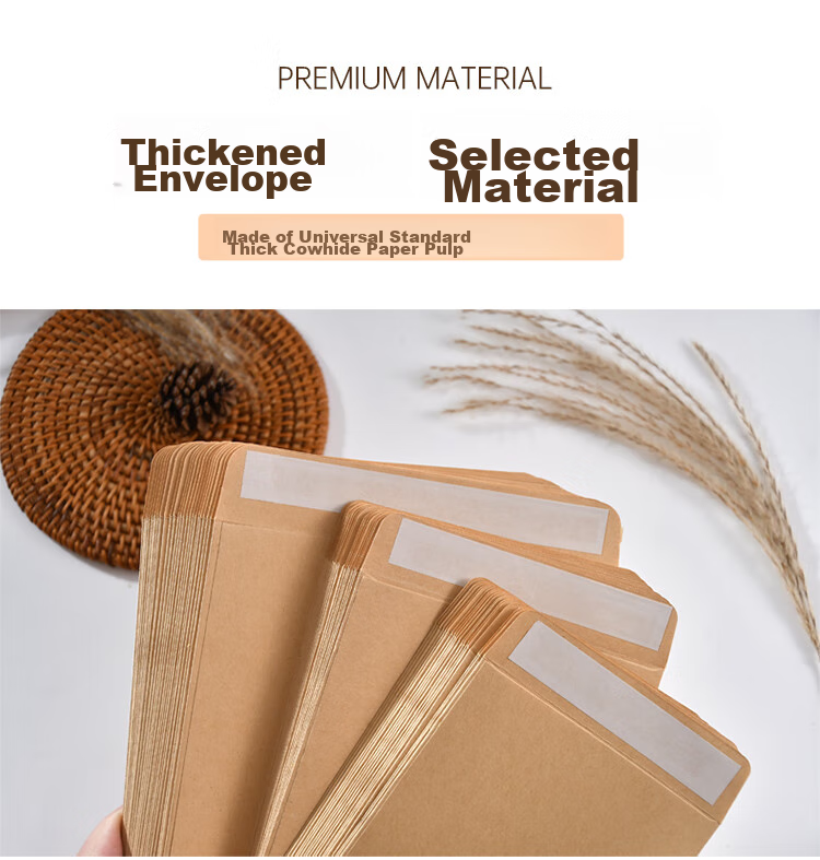 Kingdee , 20 Pieces/pack, Blank Kraft Paper Self-Adhesive Envelopes No. 2, Thickened with Double-Sided Tape, Vintage Chinese-Style Paper Bags, Self-Sealing Sample Packaging Bags 4
