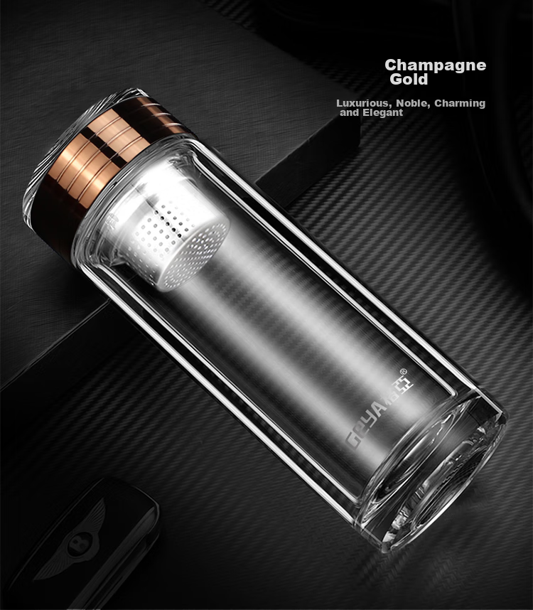 GEYA High-End Double-Layer Glass Cup for Men, Premium Business Glass Tea Cup, Water Cup, Tea Infuser Mug, Gift Customizatio 18