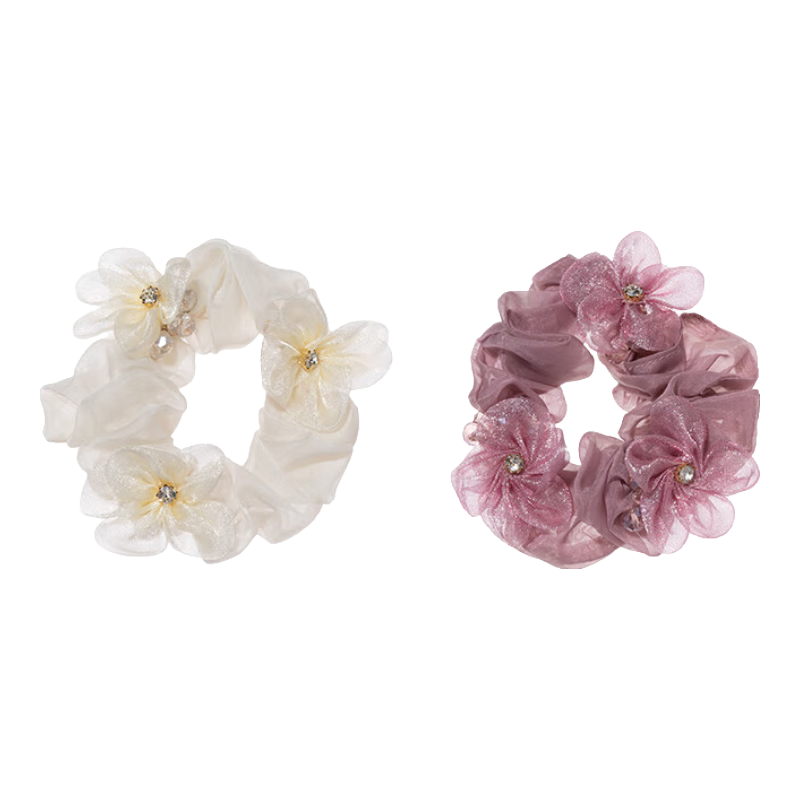 CHIMERA 2-Piece Hair Ties, Flower-Shaped Hair Bands, Bun Holders, Ponytail Holders, Hair Accessories, Elastic Bands for Women, Mid-Autumn Festival Gift