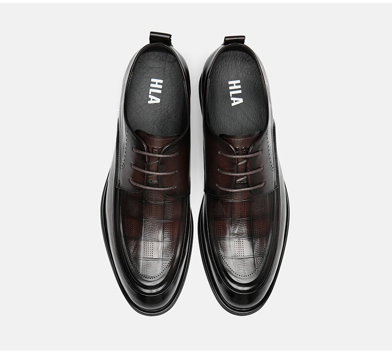 HLA Men's Leather Shoes Wedding Groom Father's Business Formal Shoes HAAPXM2FAG183 Brown Size 40 26