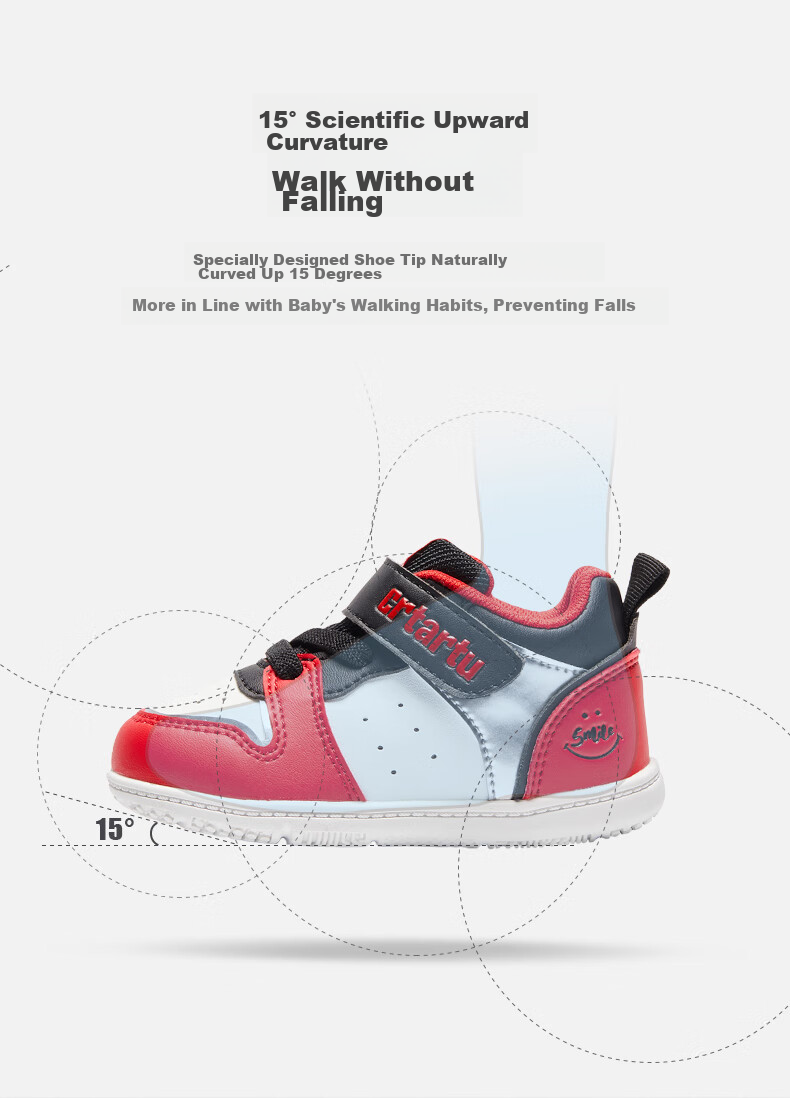 Katetu Baby Walking Shoes, Spring New Product, Infant Functional Children's Shoes, Kindergarten White Sneakers, Ages 2-6, X1CE010 10