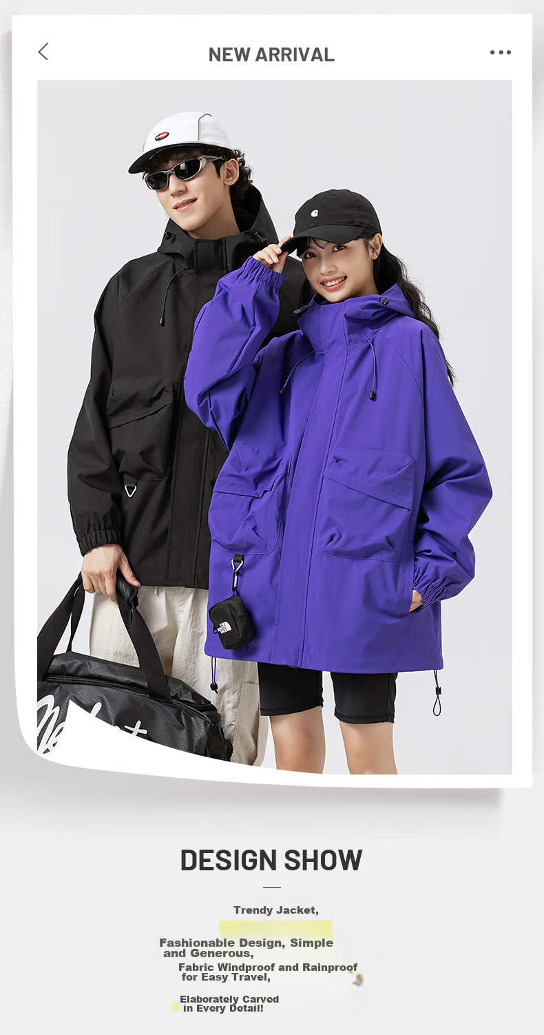 Dingfengbaoluo Outdoor Hiking Windbreaker Jacket for Men, Spring Loose Fit Windproof Casual Coat MYY740 Black Size M 2