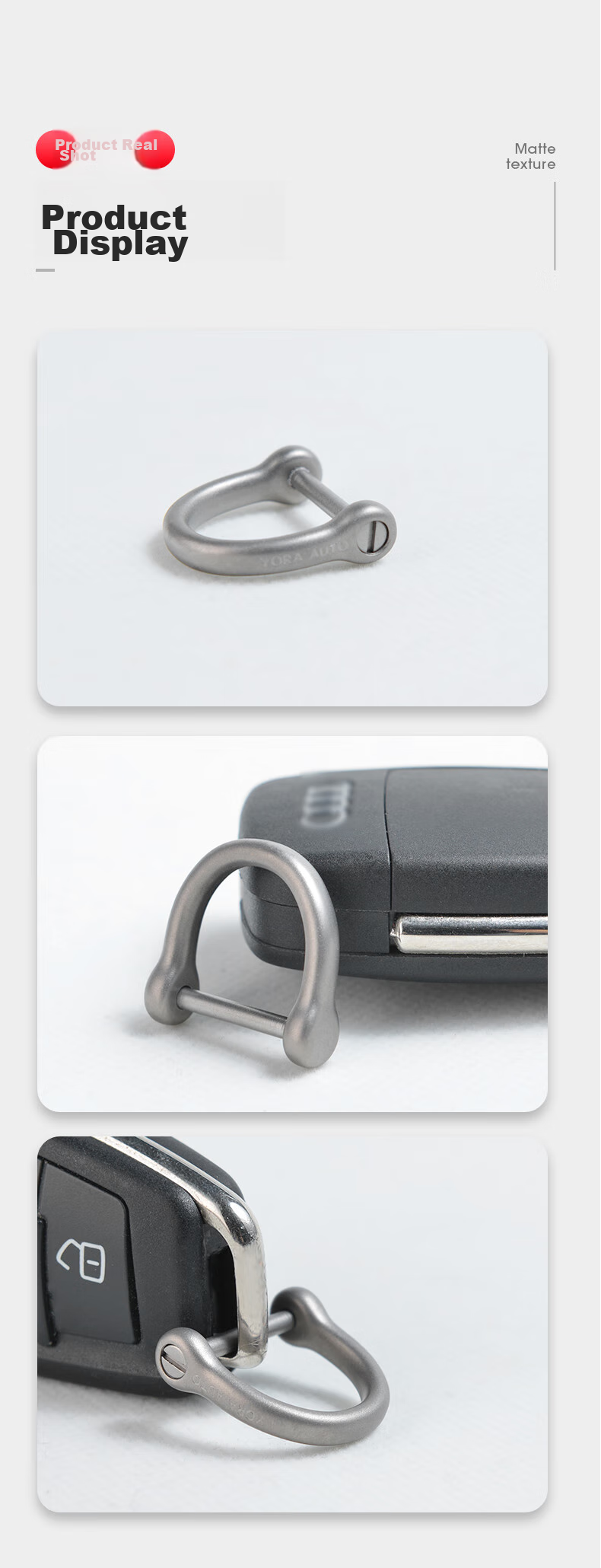 YORA Titanium Alloy Horseshoe Buckle Key Ring, EDC Key Chain, Quick Clip, Car Flat Ring, Round Ring, Key Accessories 5