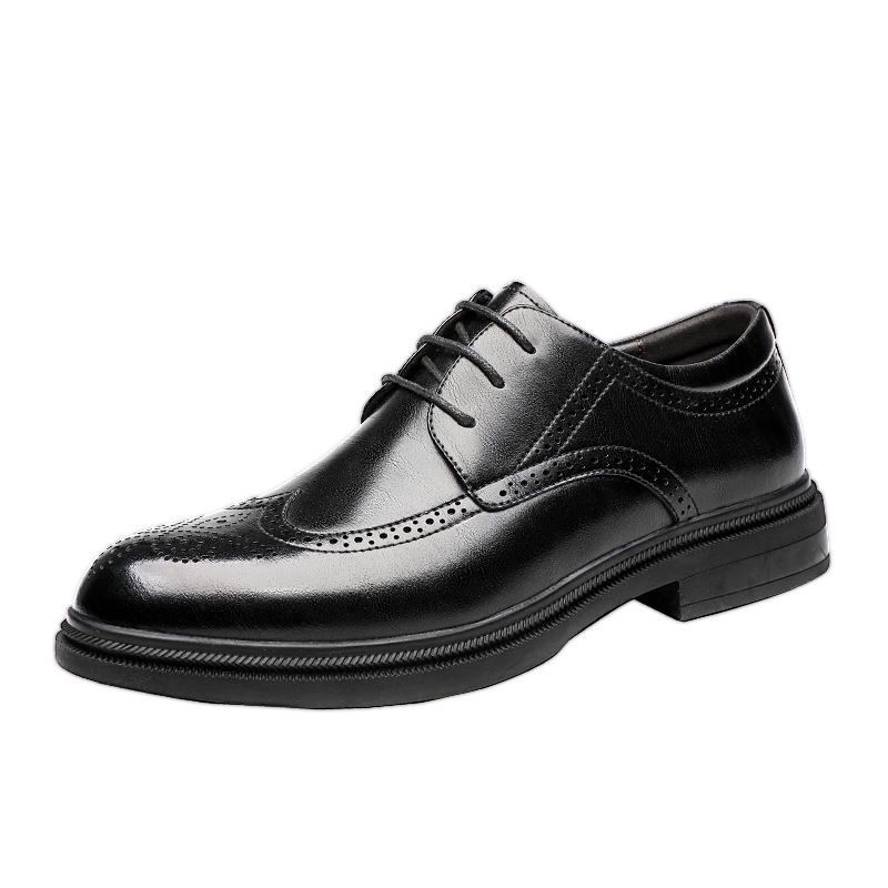 CARTELO Men's Shoes, British Brogue Leather Shoes, Cowhide Casual Height-Increasing Formal Shoes, 9495 Height-Increasing, Size 43
