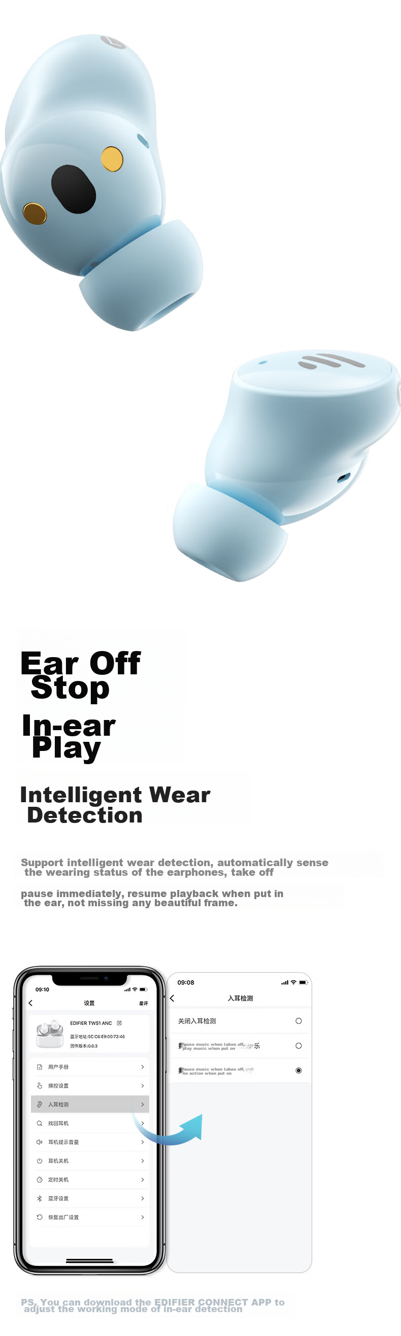 EDIFIER TWS1 ANC True Wireless Active Noise Cancelling Bluetooth Earbuds, Hybrid Active Noise Cancellation, Suitable for Apple Xiaomi Huawei OPPO Phones, Deep Space Black, Graduation Gift 4