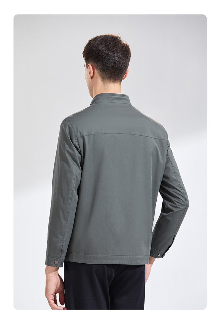 Andongniao [100% Cotton] Men's Spring And Autumn Business Jacket, Casual Versatile Jacket, Lightweight Coat, Simple Stand-Up Collar, Business Style 14