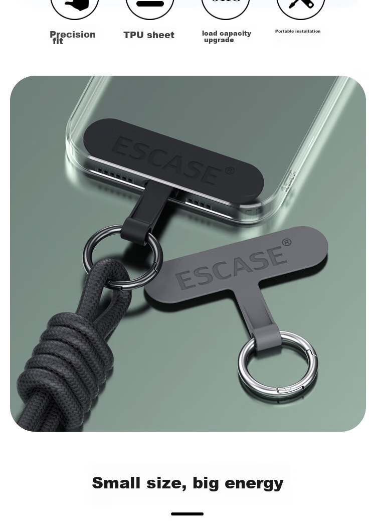 ESCASE Phone Lanyard Clip, Fixed Card Holder, Phone Case Clip, TPU Patch, Chain Connector Pad, Hanging Ring, Anti-Loss Device, PT-M03Pro Pink 2