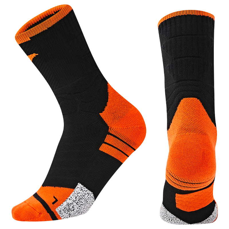 JOMA Basketball Socks for Men And Women, Professional Breathable Sweat-Absorbing Terry Socks for Running, Badminton, Casual Sports Socks, Black, One Size Fits All