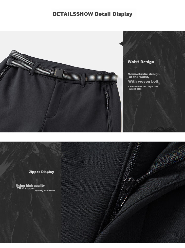 TOREAD Men's Soft Shell Pants, Autumn And Winter Windproof Water-Repellent Fleece-Lined Thick Warm Trousers TAMMBM91984 28