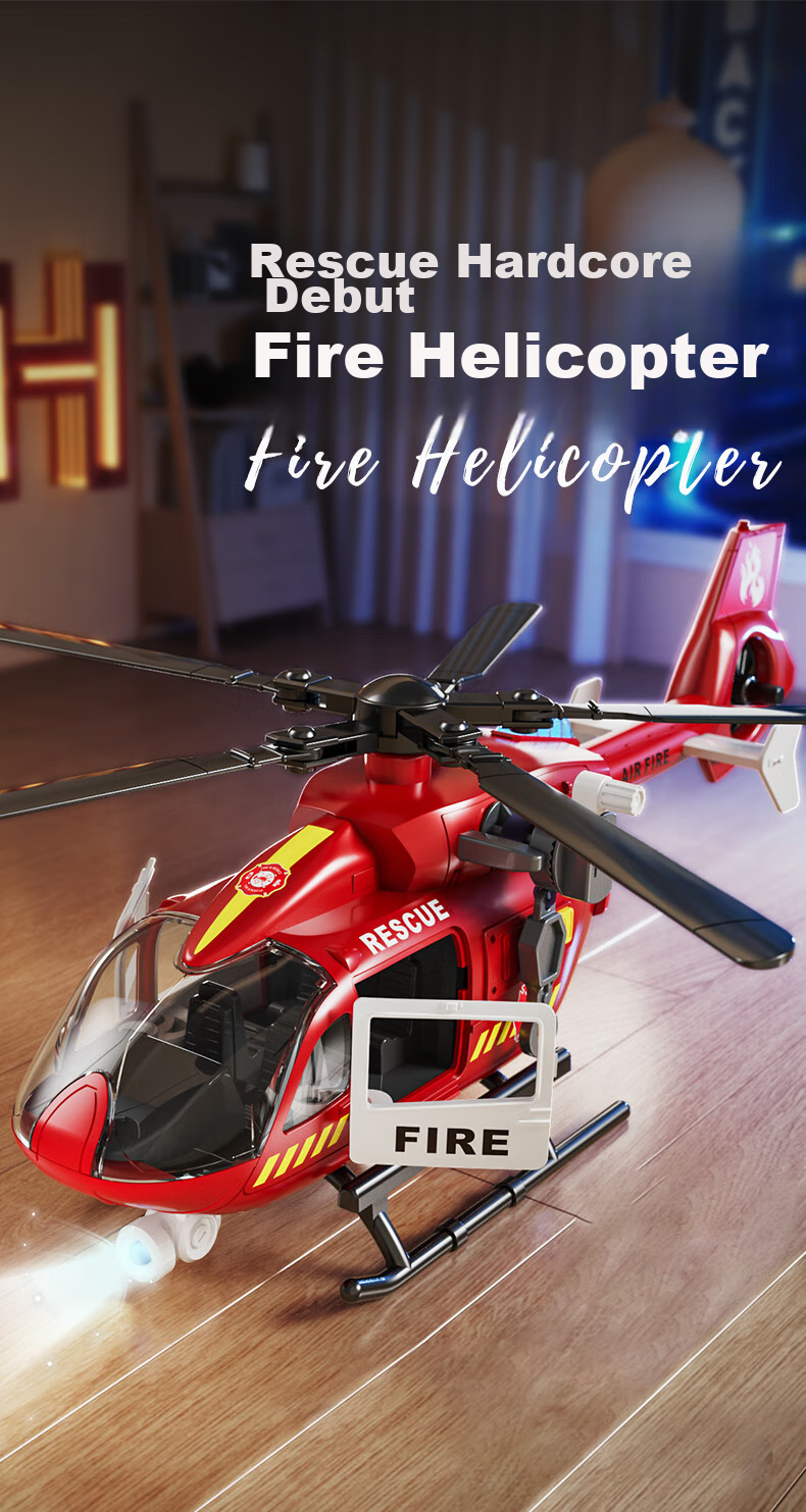 XST Large Children's Toy Helicopter, Inertia Simulation Passenger Aircraft Model, Boys' Fire Rescue Helicopter, Birthday Gift 1