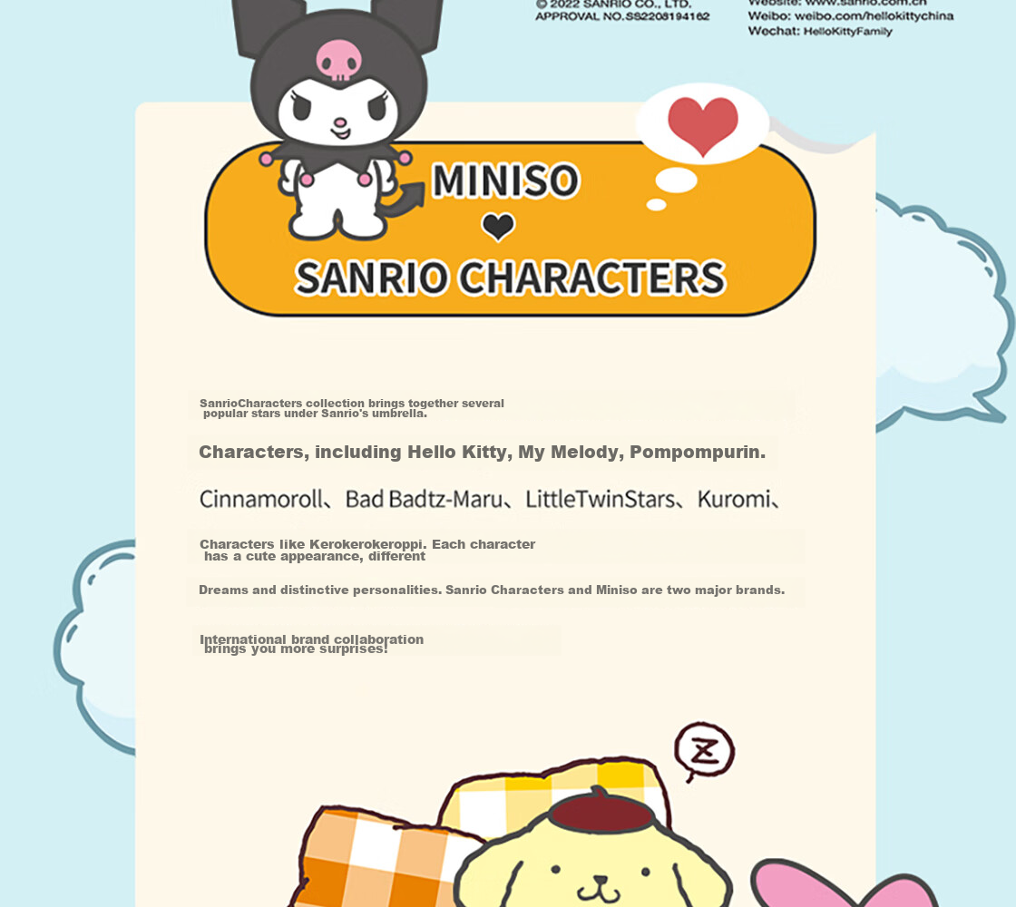 MINISO Sanrio 3D Massage Air Cushion Comb Hair Styling Paddle Brush Gift for Men And Women Kuromi 3