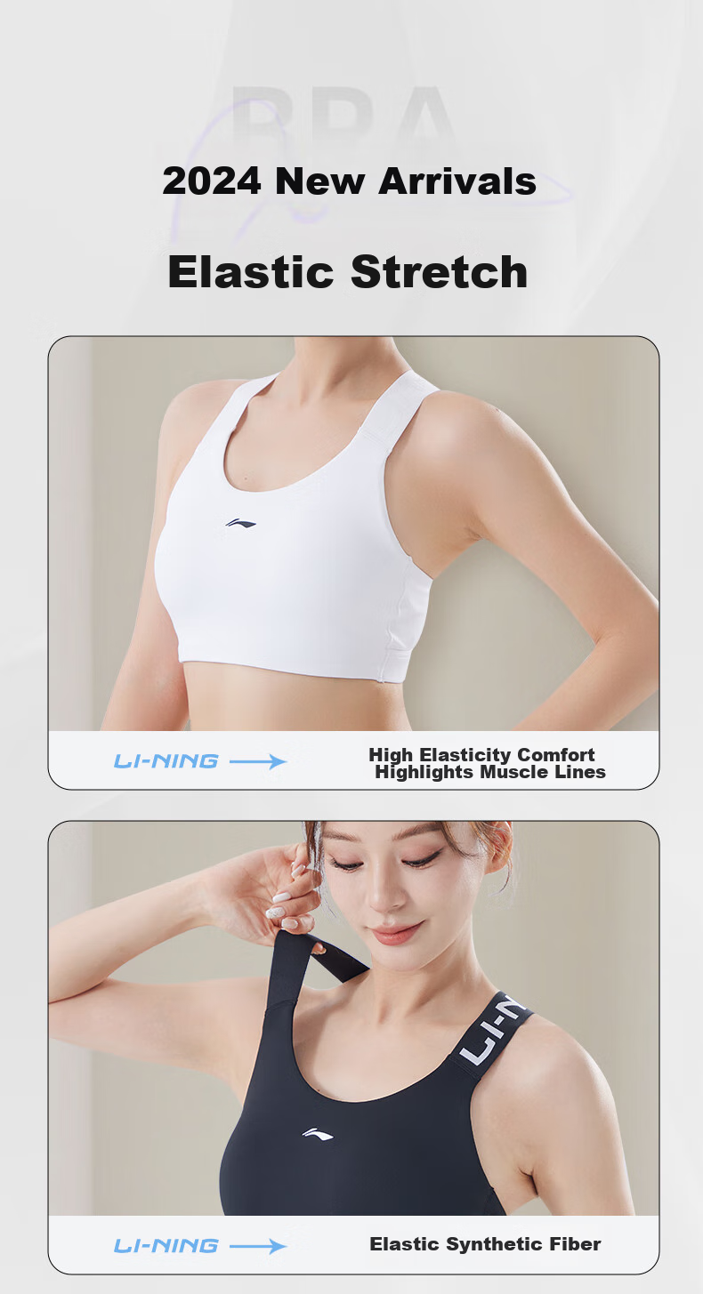 Li-Ning Women's Sports Bra, Yoga Fitness Bra with Medium Support, Quick-Drying Breathable Vest for Running, Brown Color, XL Size 9