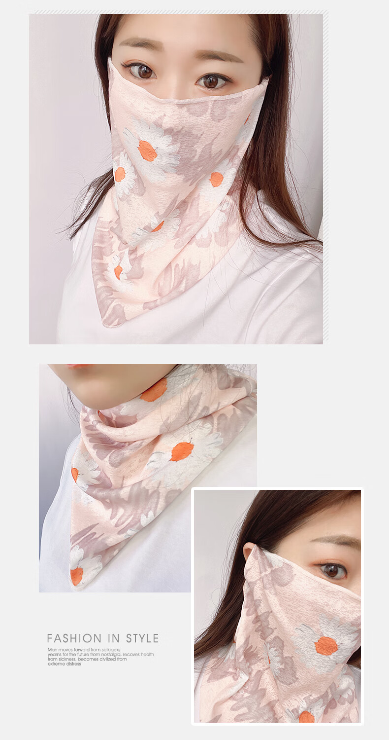 Nanjiren Women's Summer Sun Protection Face Mask Neck Gaiter Sunshade Ice Silk Outdoor Cycling Face Cover Pink 4
