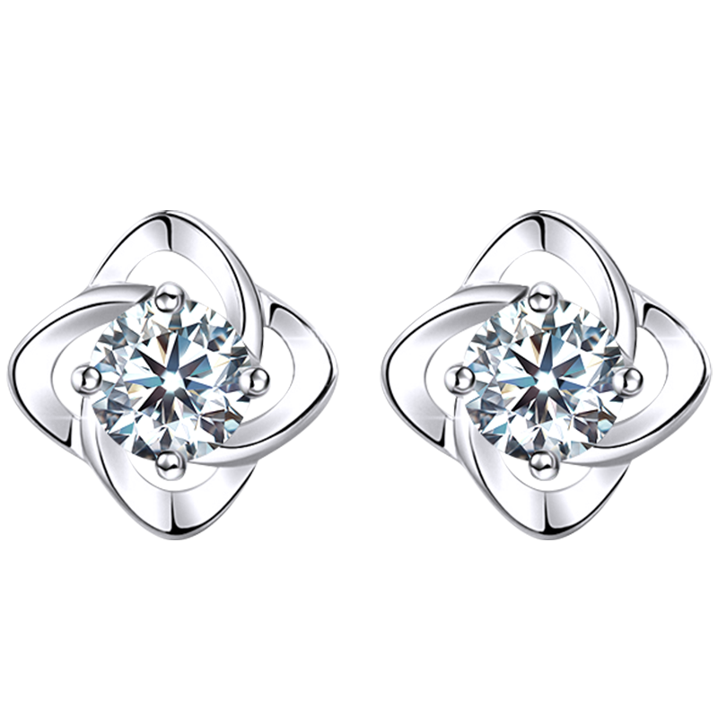 ALLOVE Four-Leaf Clover Sterling Silver Stud Earrings for Women Luxury Birthday 520 Valentine's Day Gift for Girlfriend Wife