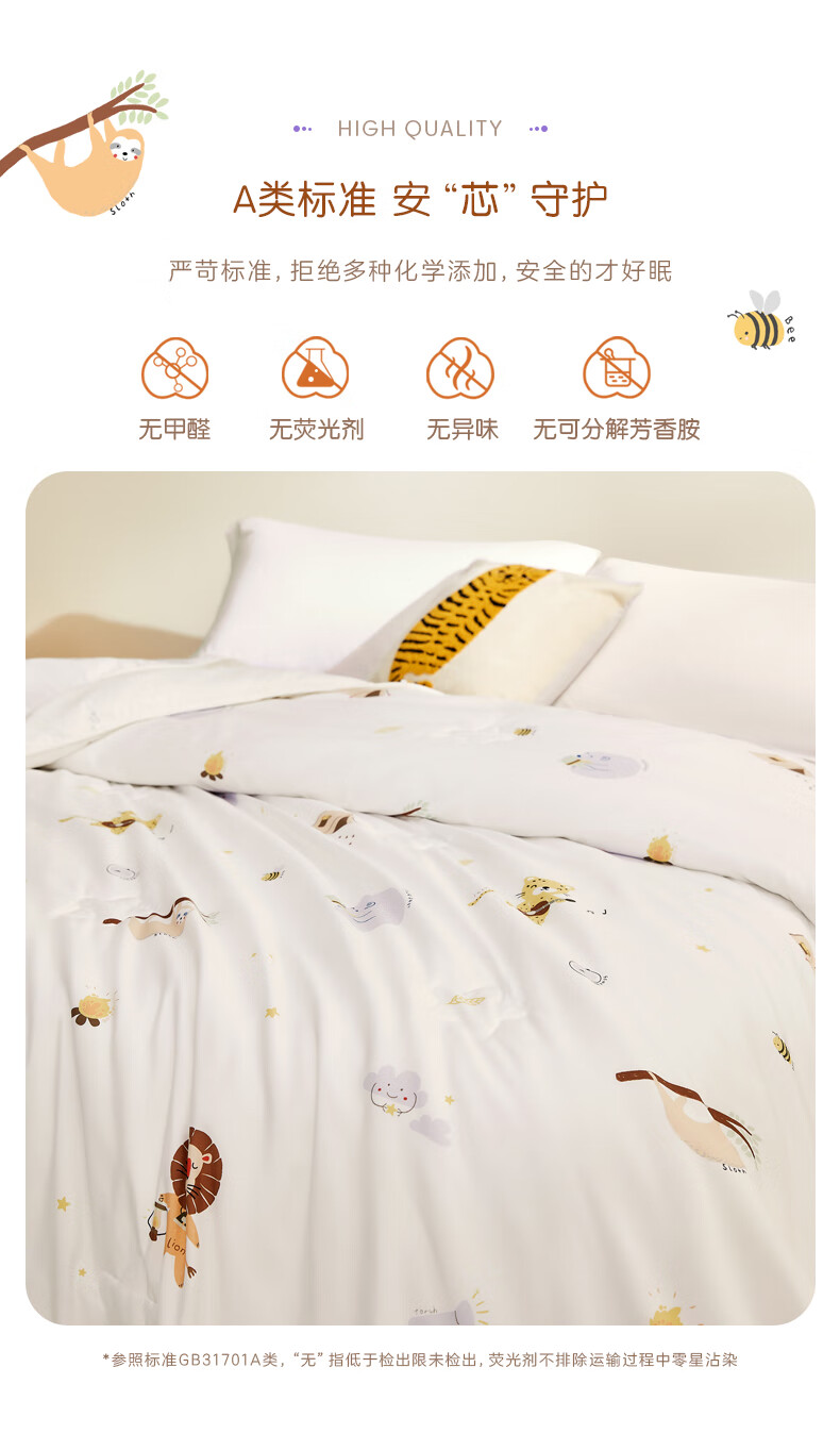 Luolaikids 100% Silk Duvet Insert, Class A Antibacterial Two-In Mother-Child Quilt, Single Bedding, 150*215 1