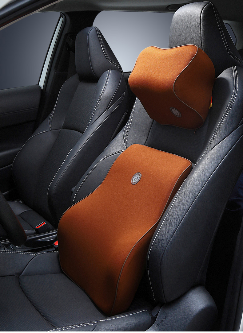 GiGi Car Headrest And Lumbar Support Set with Memory Foam Lumbar Cushion, Neck Pillow for Car Use, Cervical Pillow, Neck Protector, Coffee Color 15