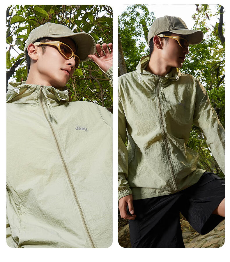 JEEP Sun Protection Jacket, Summer Breathable, for Men And Women Couples, Ice Silk Outdoor Sports Skin Coat, Pure Black, 3XL 27