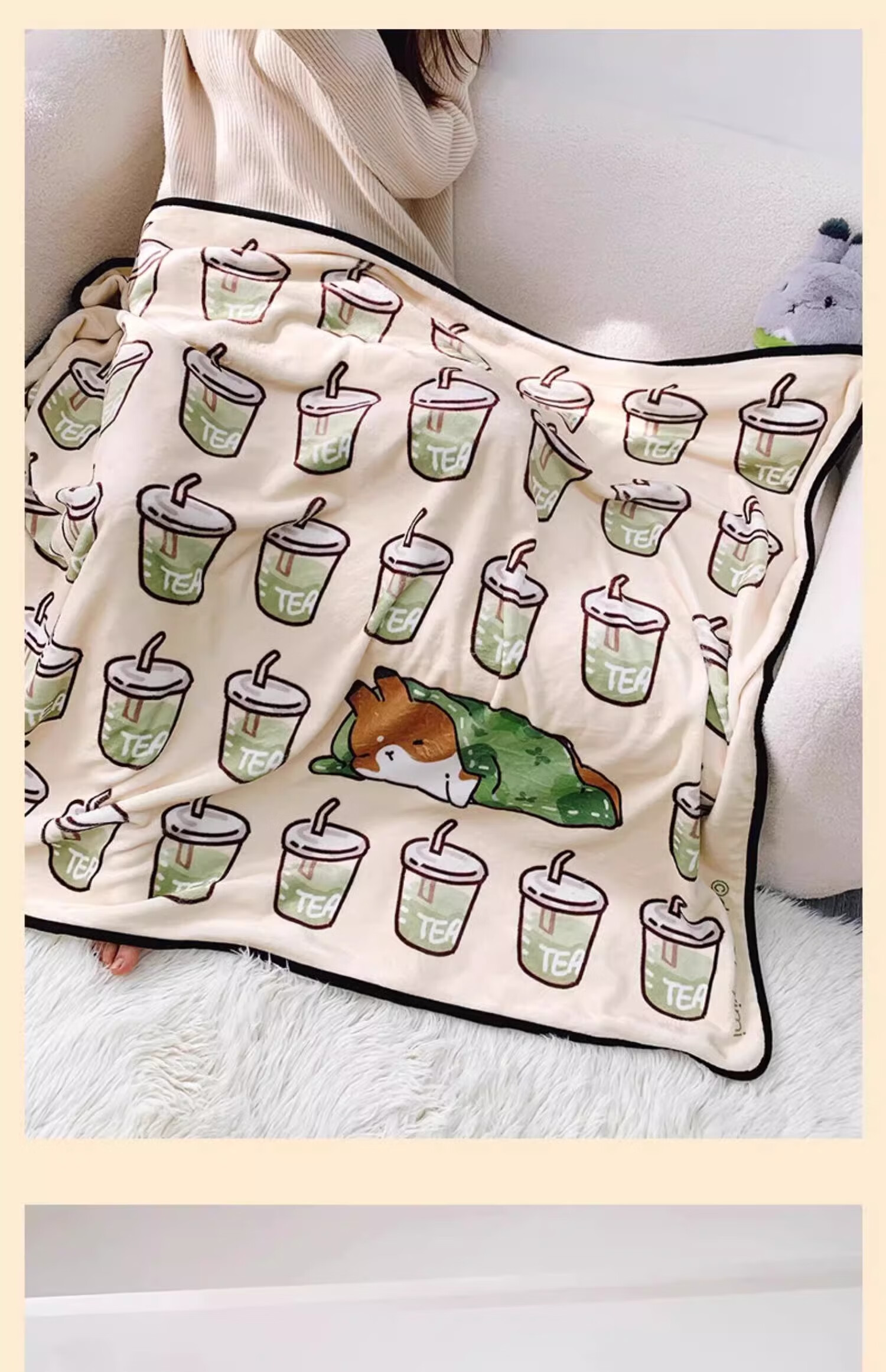 Shandian Kapibala Office Student Nap Blanket, All-Season Universal Air Conditioning Sofa Nap Shawl Blanket Cover 10