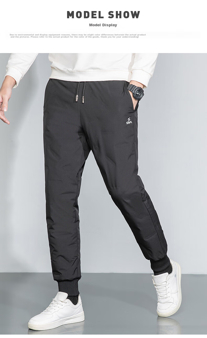 SNOWFLYING Men's Goose Down Pants, Thickened Winter Warm Patch, Straight-Leg Windproof Outdoor Casual Trousers, Size 175 11