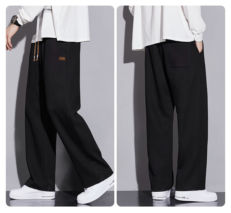 Warrior Fleece-Lined Pants for Men, Autumn And Winter Warm Thick Casual Trousers, Loose Straight-Leg Sweatpants, Versatile Flat-Front Joggers 11
