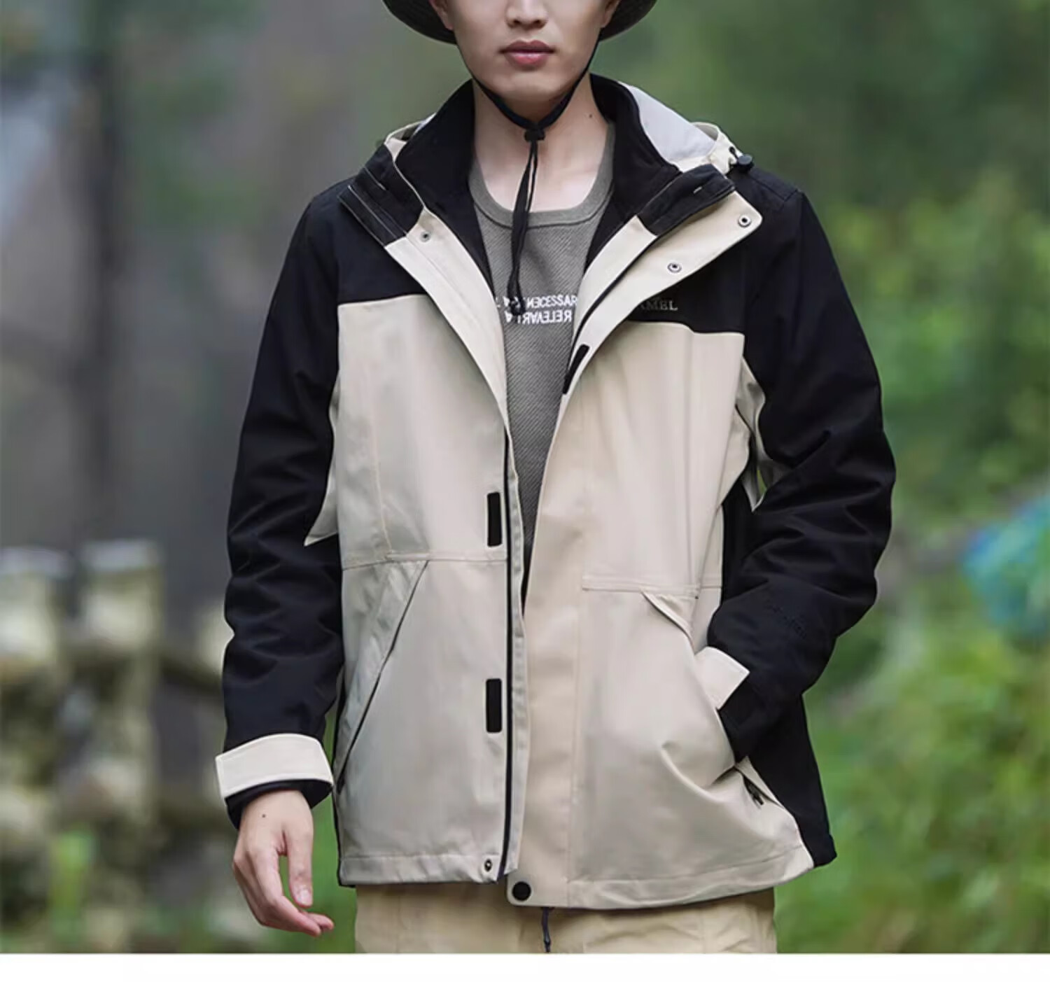 CAMEL Outdoor Cold-Resistant 3-in-1 Fleece Lined Mountaineering Jacket 7A12260001A Bayberry Purple/Phantom Black 13