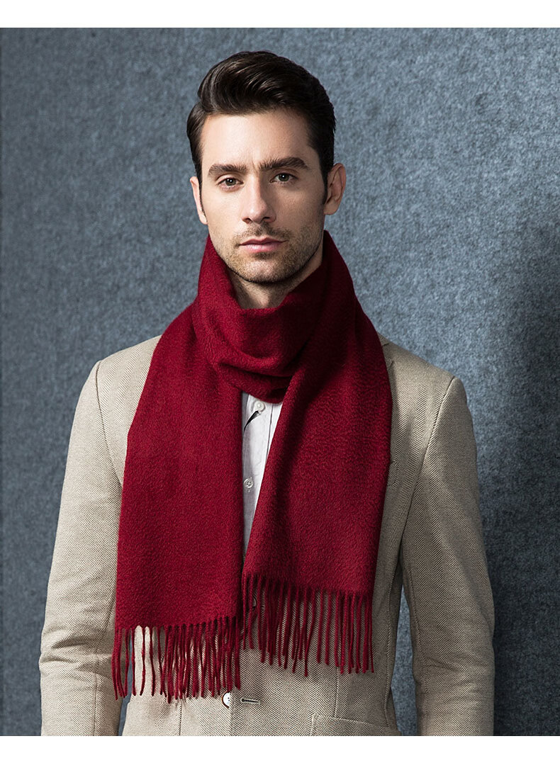凌克lengkeorl 男士羊绒围巾秋冬季加厚保暖韩版百搭简约年轻人围脖