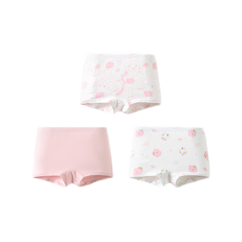BALABALA Girls' Cotton Boxer Briefs, Children's Square-Leg Shorts, Big Kids' Comfortable Underwear, Baby Three-Pack 208924170036