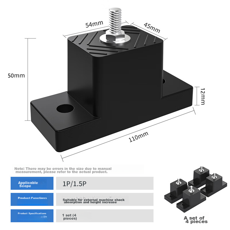 PURPAVWINNER Air Conditioner Outdoor Unit Shock-Absorbing Pad, Height-Increasing Waterproof Rubber Foot Pad, High Base, Soundproof Shock-Absorbing Air Conditioner Anti-Vibration Pad, High Bracket, Shock-Absorbing Foot Pad, Universal Height-Increasing Pad 10