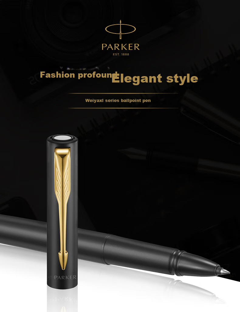 Parker Signature Pen, Business Office Use, Gift-Giving Classic Writing Practice, Weiyaxl Phantom Black with Gold Clip Ballpoint Pen, Mid-Autumn Festival Gift for Friends, Baitiao Discount 1