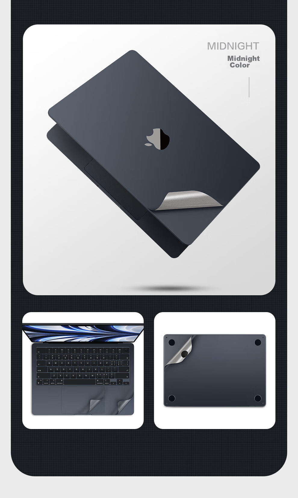 Jichuan Apple MacBook Pro 14-Inch M5/4/3/2 Body Protective Film for 2026/25/24/23 Models, Laptop Shell Cover, 3M Adhesive Sticker, Gray 12