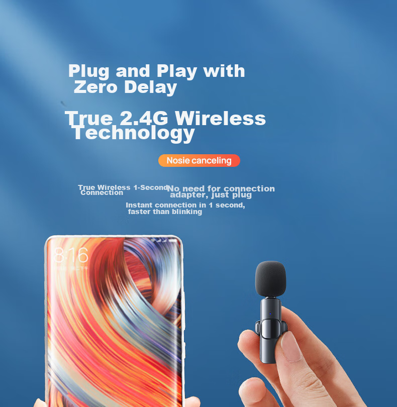 KOVOL [Ultra-Long Battery Life] Wireless Lavalier Microphone, Live Streaming And Recording, Outdoor Interviews, Short Video Karaoke, Portable Microphone with Two Mics, Compatible with Apple And Android 14