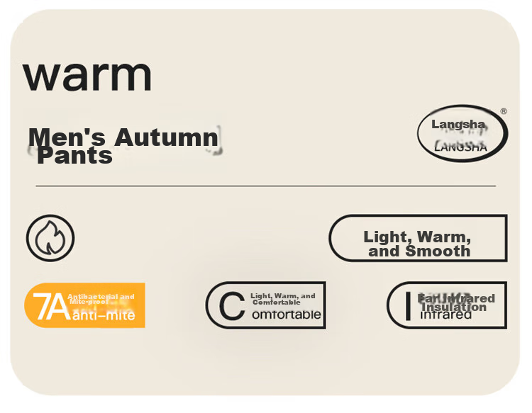 LangSha Men's Seamless Slim-Fit Antibacterial Thermal Underwear Long Johns Base Layer Pants for Autumn And Winter 1
