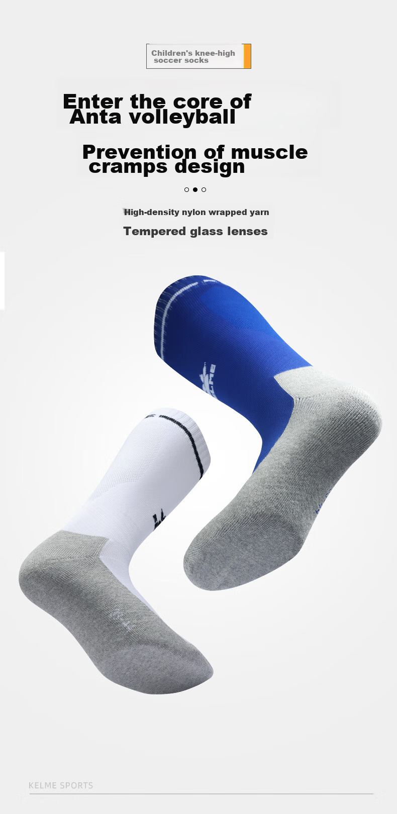 KELME Children's Soccer Socks, Long Training Socks, Non-Slip Breathable Professional Training Soccer Socks, Black And White 8