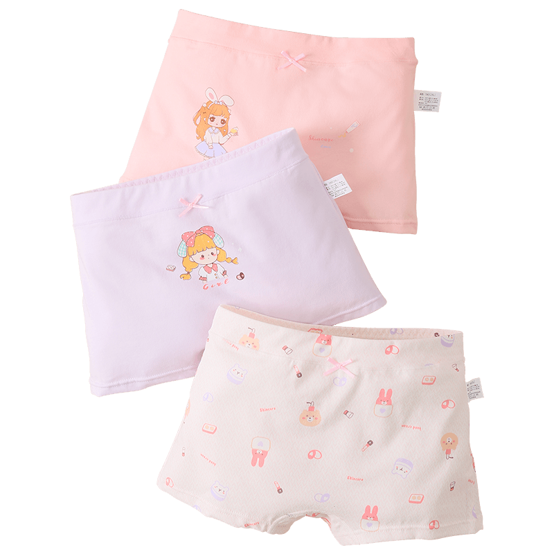 Langsha Children's Underwear, Girls' Student A-Class Cotton Mid to Big Kids Boxer Briefs, Girls' Printed Boyshorts