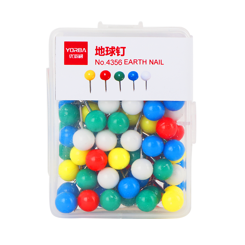 Youbili Colored Spherical Pushpins, Map Report Pins, Photo Wall Pearl Pins, Earth Pins, 100 Pieces/box, 4356
