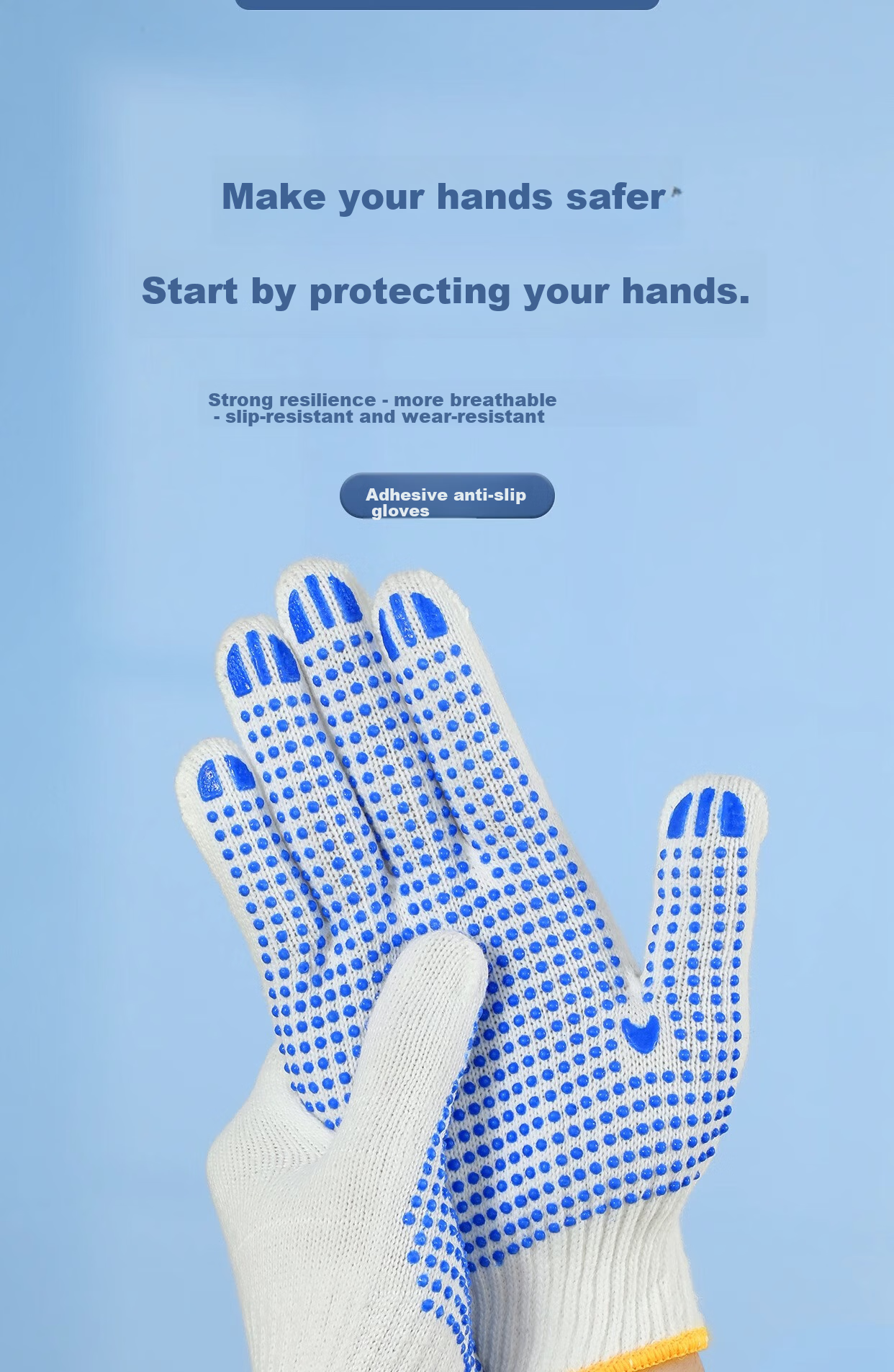 Qianjiadi Work Gloves, Protective Gloves, Non-Slip, Dotted Glue, Wear-Resistant, Threaded Gloves, Thickened Dotted Glue Gloves for Construction Sites, Work Gloves for Men And Women, 12 Pairs 1