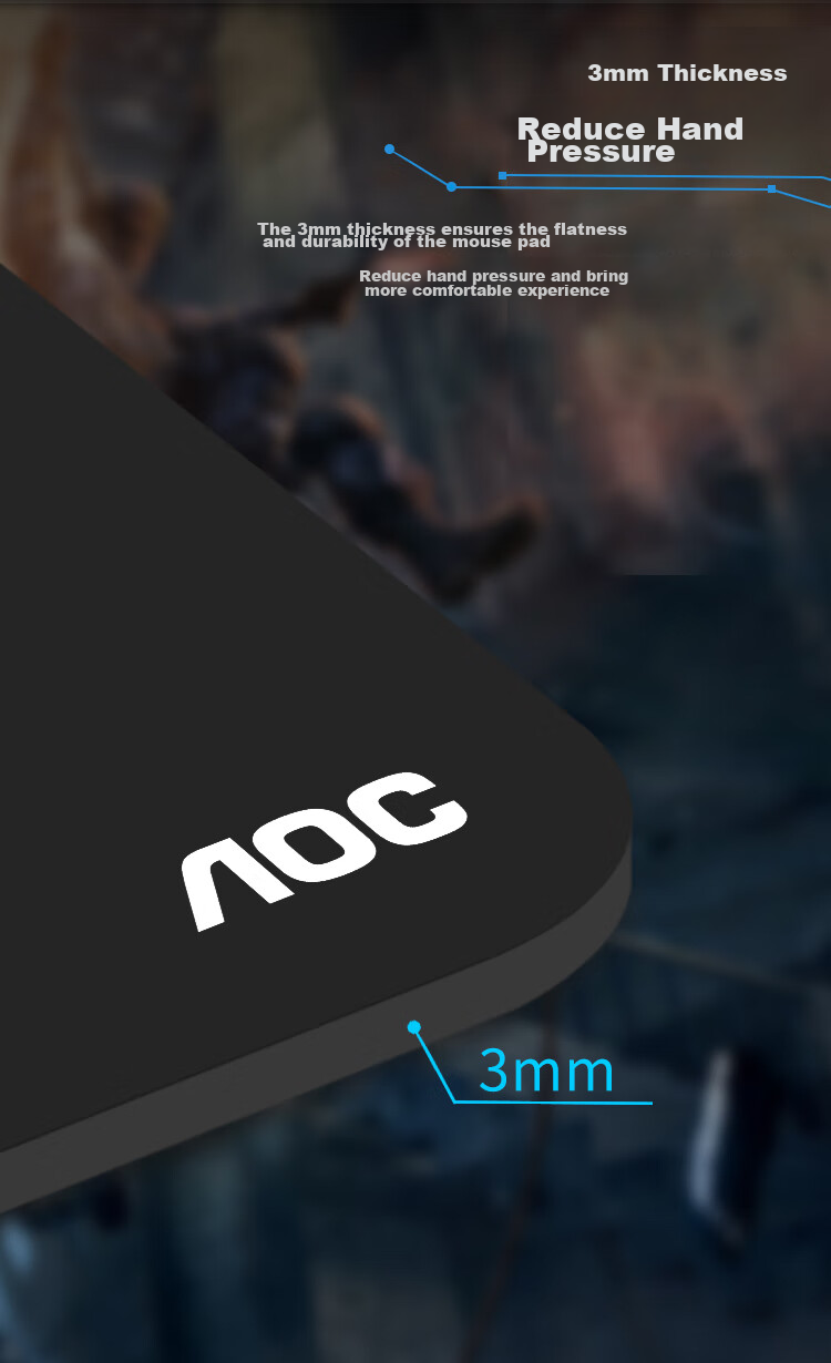 AOC Gaming And Office Mouse Pad Medium And Small Size 300*250*3mm for Office Keyboard Computer Desk Pad M101/93 Mountain And Moon Black 5