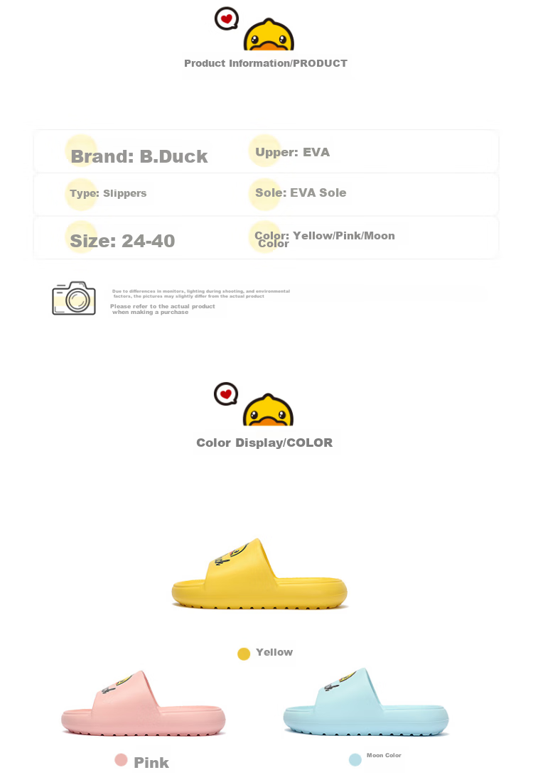B.Duck Children's Slippers, Boys And Girls Sandals, Indoor Home Shoes for Older Kids, Trendy 5943 Moonlight Color, Size 40 3