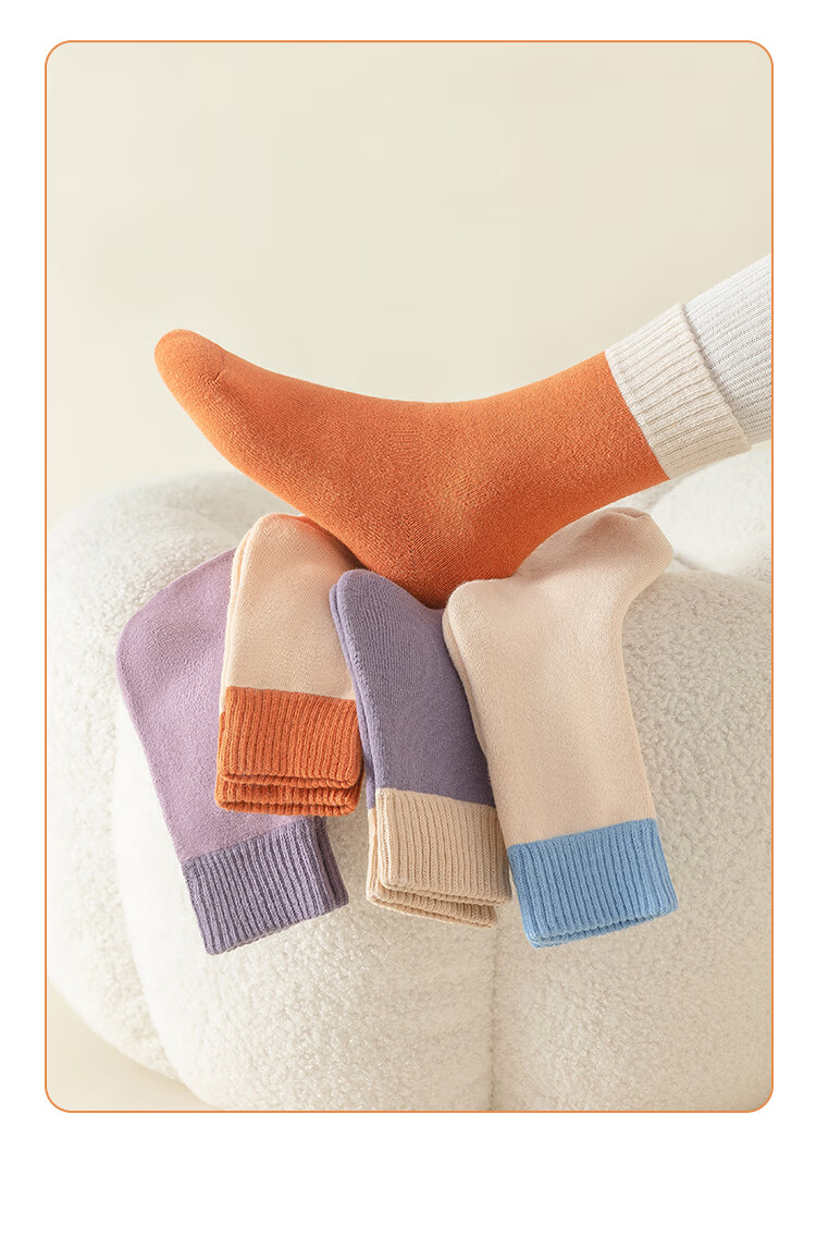 LangSha Children's Socks, Girls' Socks, Autumn And Winter Cotton Terry Socks, Student Baby Thick Mid-Calf Cotton Socks, 5 Pairs, 2XL 15