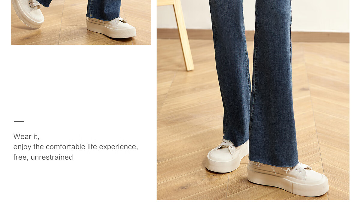 Halo Queen Women's Jeans, Spring And Autumn High-Waisted Pants with Frayed Hem Design, Elegant And Fashionable Slimming Long Trousers, New Product H143N1007 19