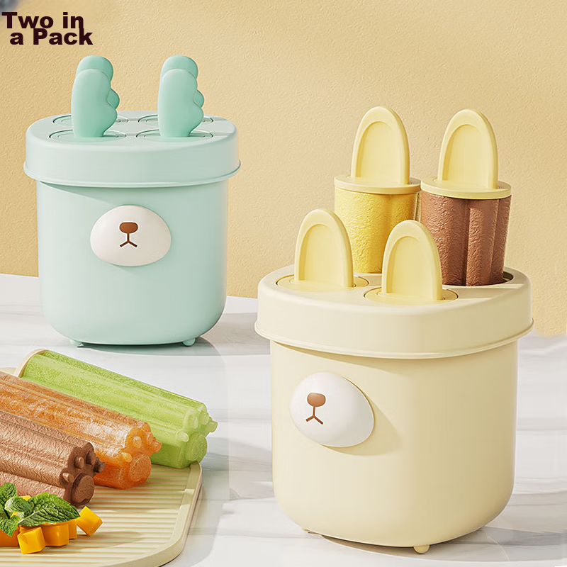Canjiangjun Homemade Ice Cream Mold for Home Use, Ice Pop And Popsicle Mold, Creative Cartoon DIY Ice Cube Mold, Set of 2