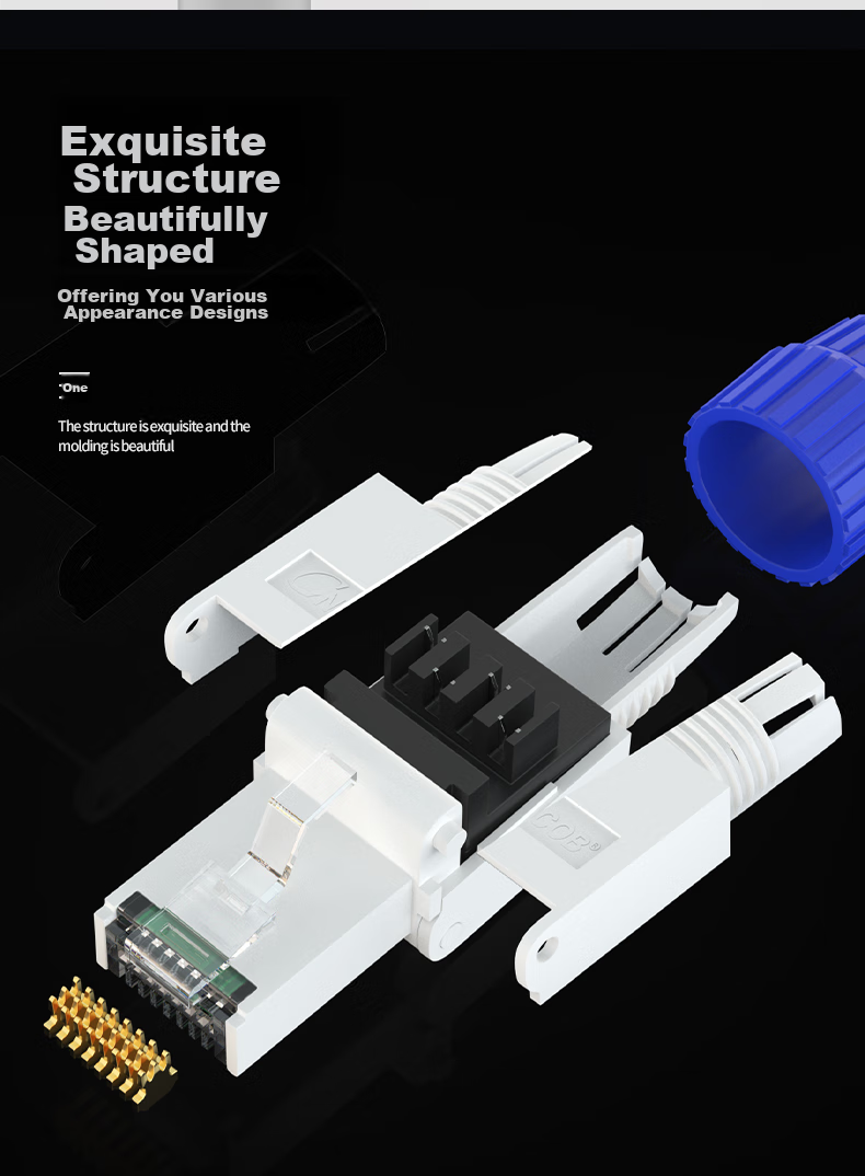 CNCOB Category 7 Ethernet Cable Toolless RJ45 Connector, Engineering Grade CAT7 10 Gigabit Network Toolless RJ45 Connector, 1 Piece, CN-8002 11