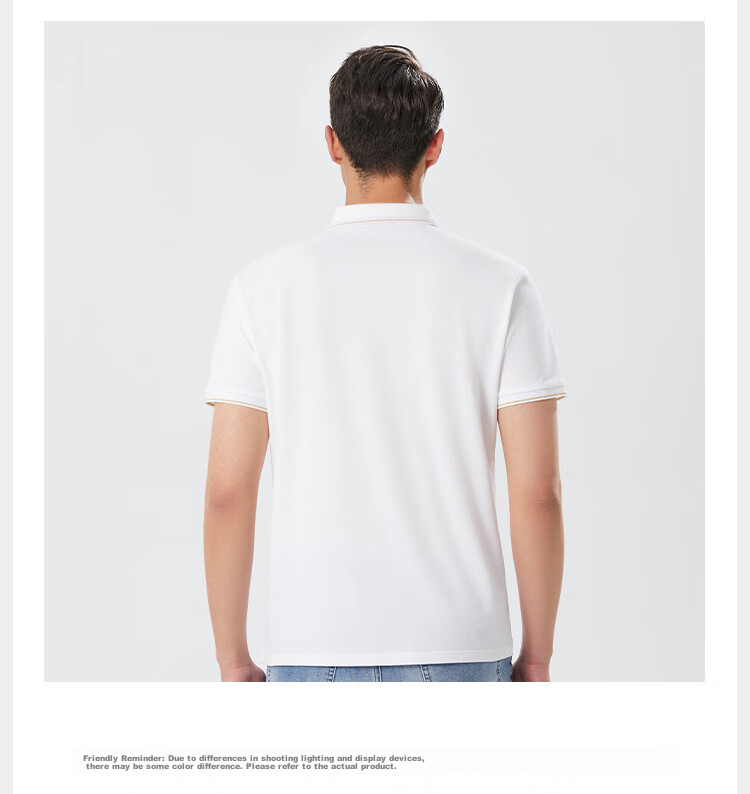 MONTAGUT Summer Men's Polo Shirt with Mulberry Silk, Business Embroidery Casual T-Shirt, White, XL 14