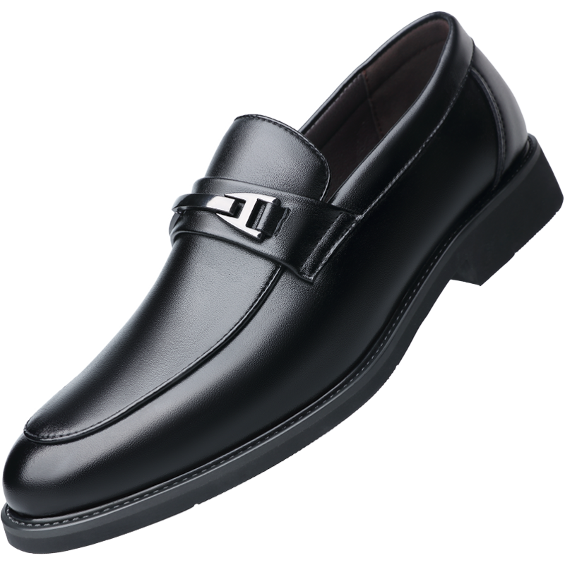 BEIOUTU Men's Slip-On Leather Shoes, Business Casual Fashion Loafers, Formal Shoes, 1956 Black, Size 43