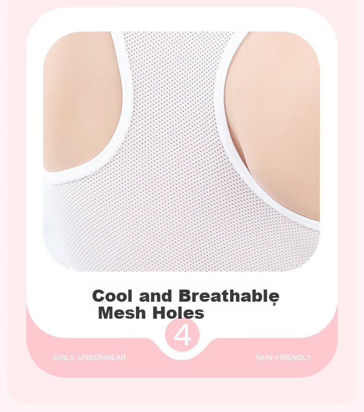LangSha Children's Underwear, Girls' Sports Bra, Shock-Absorbing, Big Girls' Bra, Developmental Student Vest, 2 Pieces, White + White, 75A 13