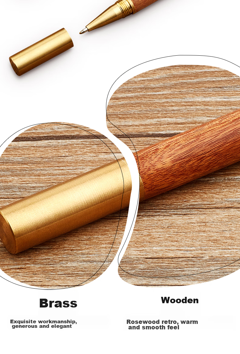 Liupintang Writing Golden Pen Sandalwood Signature Practice Calligraphy Pen Specialized Sutra Copying Pen Original Rosewood Golden Copper Gel Pen Refill Slimming Cultivation Calligraphy Hard Pen Tracing Sutra Gold Pe 5