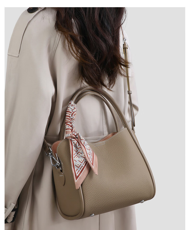 Aiqinghai Top-Grain Leather Handbag for Women, Tote Bag, Shoulder Bag, Crossbody Bag, Light Luxury Birthday Mother's Day Gift, Practical Present for Mom 1